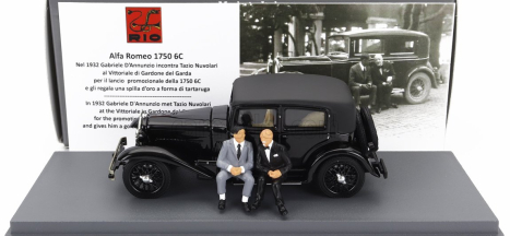 Rio-models Alfa romeo 1750 6c With Gabriele D'annunzio And Tazio Nuvolari Figures 1932 1:43 Black