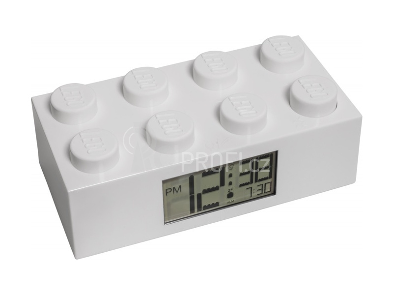 LEGO hodiny s budíkem Brick bílé