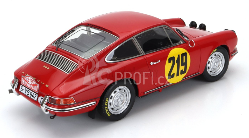 Matrix scale models Porsche 911s 2.0l Coupe N 219 3rd Rally Montecarlo 1967 Vic Elford - David Stone 1:18 Red