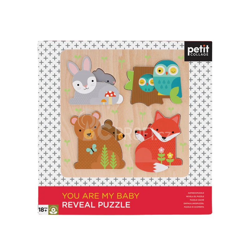 Petit Collage Dřevěné Reveal Puzzle: Jsi moje miminko