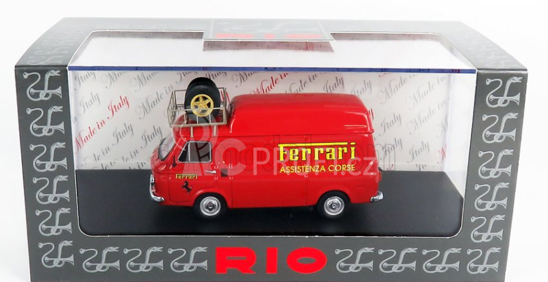 Rio-models Fiat 238 Van Tetto Alto Con Portapacchi Assistenza Corse Ferrari 1970 - High Roof With Rack 1:43 Red