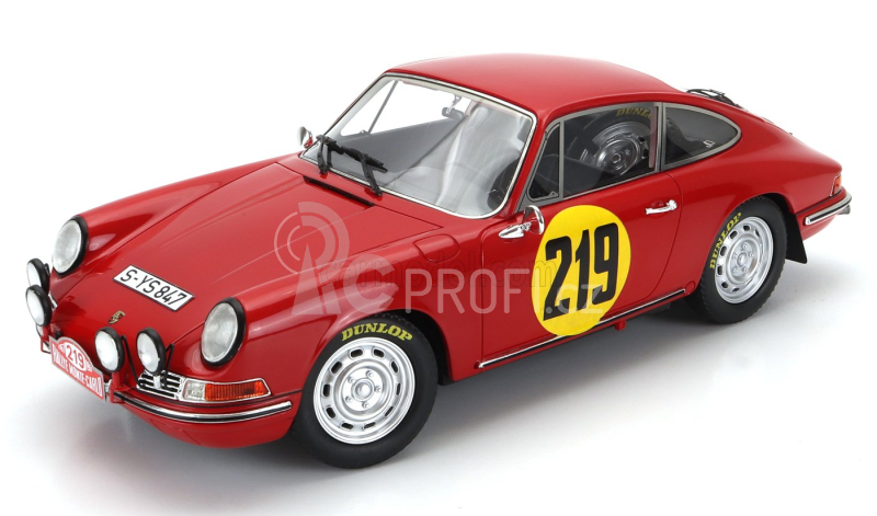 Matrix scale models Porsche 911s 2.0l Coupe N 219 3rd Rally Montecarlo 1967 Vic Elford - David Stone 1:18 Red