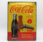 Edicola Accessories 3d Metal Plate - Coca-cola Bottles 1930-40 1:1 Žlutá Červená