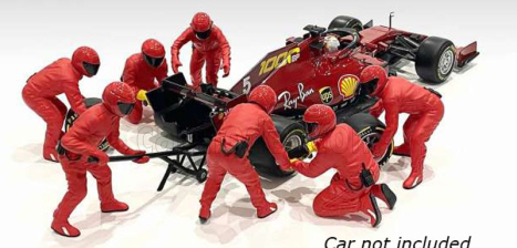 American diorama Figurky mechaniků F1 Pit-stop Set 2 2020 1:43, červená