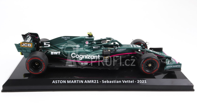 Edicola Aston martin F1  Amr21 Mercedes M12 Eq Power+ Team Cognizant Formula One N 5 2nd Azerbaijan Gp 2021 Sebastian Vettel - Blister Box 1:24 Zelená