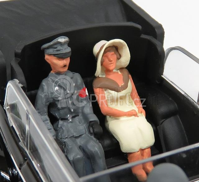 Rio-models Mercedes benz 770k Cabriolet With Adolf Hitler - Eva Braun - Ss Military - Graduated Driver - 1942 - Exclusive Carmodel 1:43 Military Black