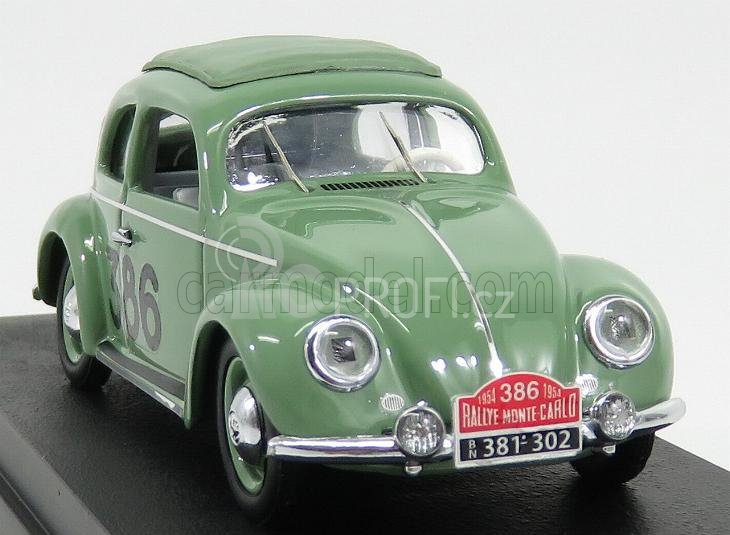 Rio-models Volkswagen Beetle Maggiolino N 386 Rally Montecarlo 1954 Prager - Culbert 1:43 Zelená