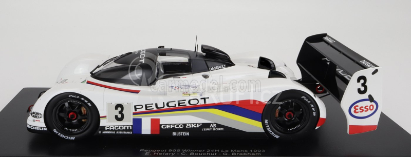 Spark-model Peugeot 905 Evo1b 3.5l V10 Team Peugeot Talbot Sport N 3 Winner Le Mans 1993 G.brabham - C.bouchut - E.helary - Con Vetrina - With Showcase 1:18 Bílá
