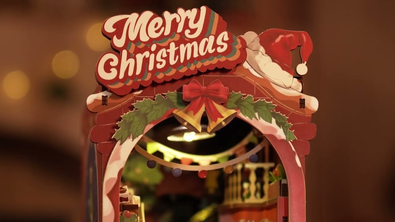 RoboTime 3D skládačka Zarážka na knihy Vánoční ulička