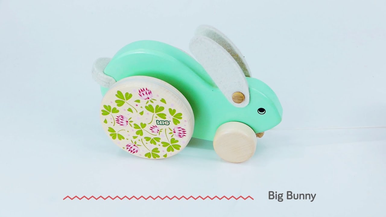 Bajo Velký bílý dřevěný tahací králík