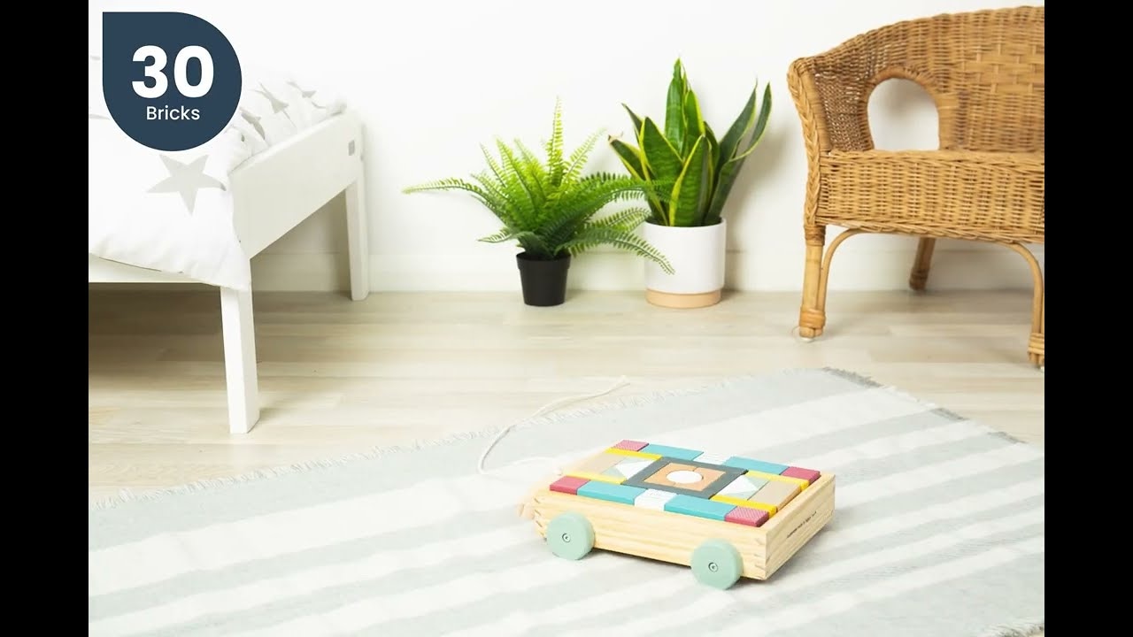 Bigjigs Toys Vozík s dřevěnými kostkami