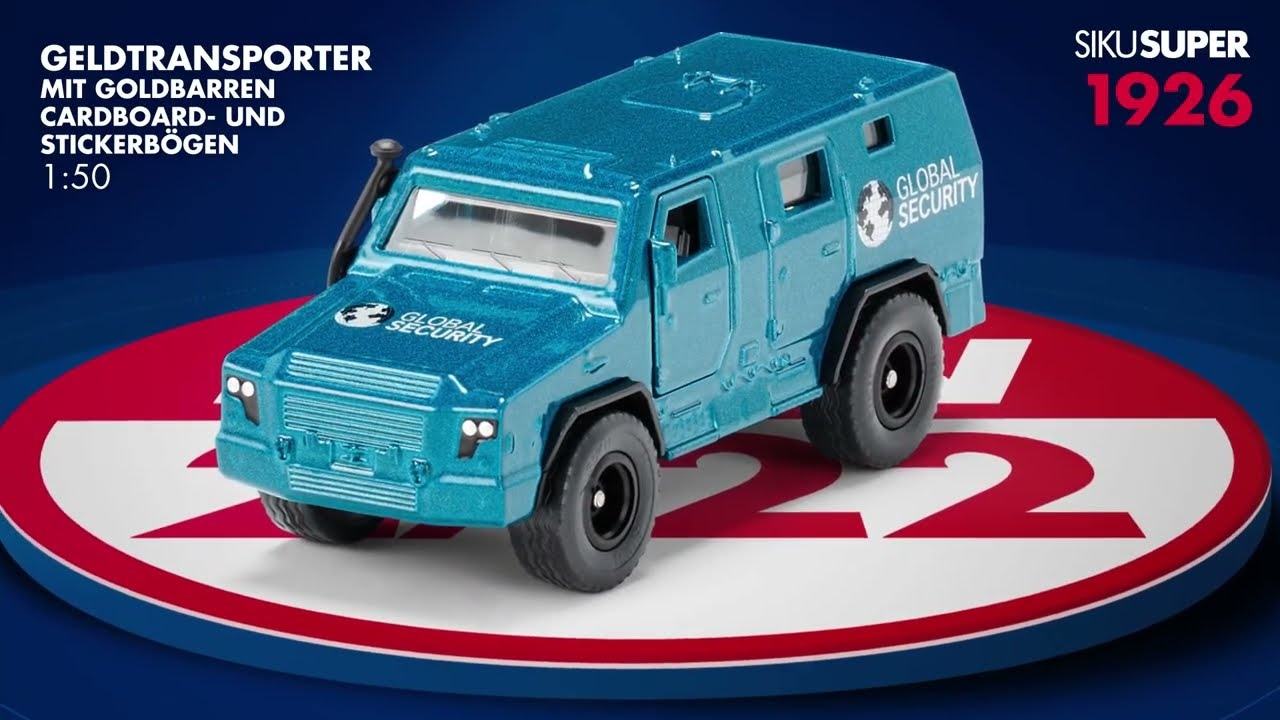 SIKU Super - bezpečnostní auto pro přepravu peněz a cenností s nálepkami, 1:50
