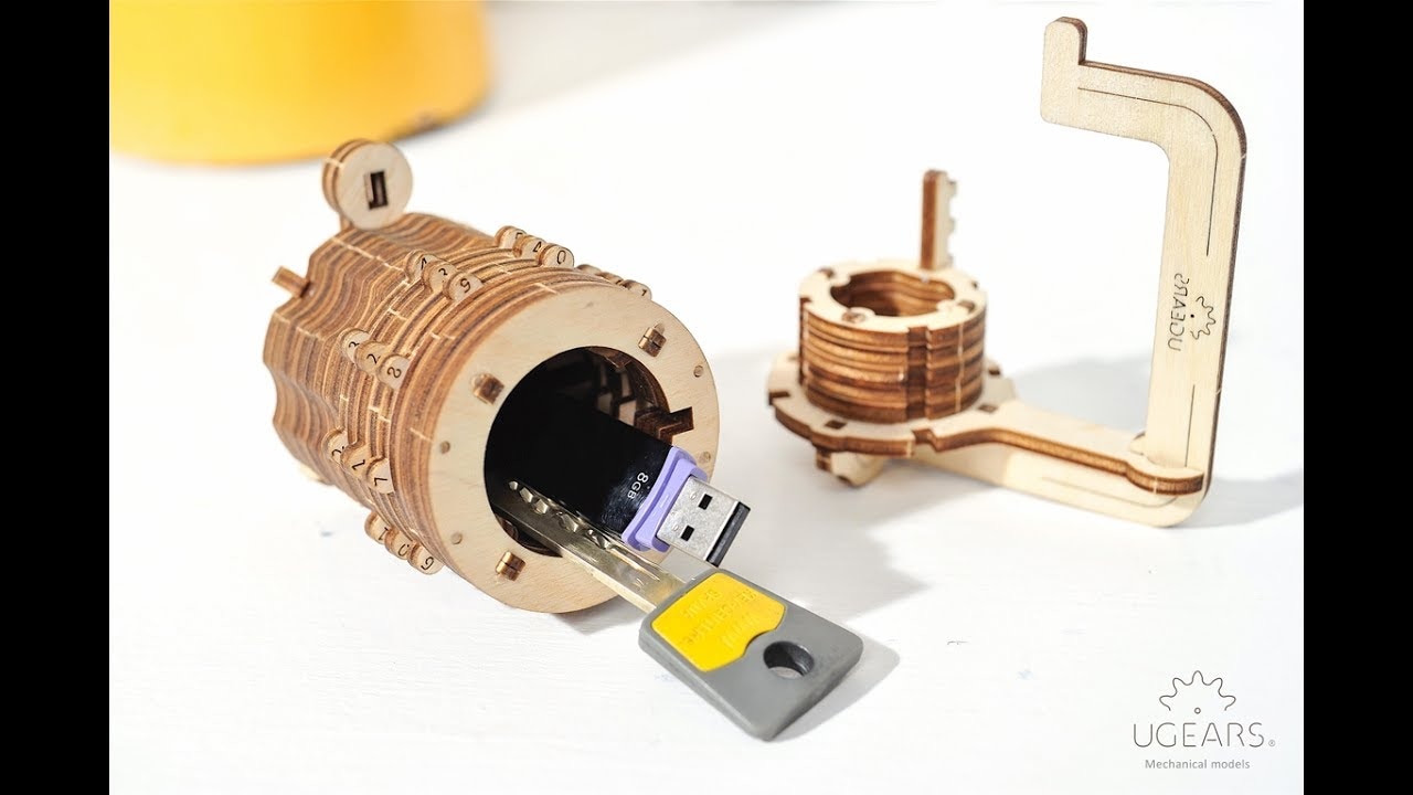 Ugears 3D dřevěné mechanické puzzle Zámek