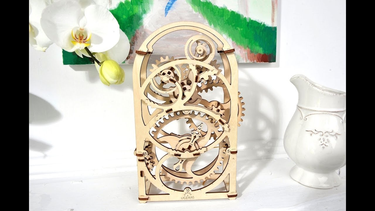Ugears 3D dřevěné mechanické puzzle Hodinový strojek