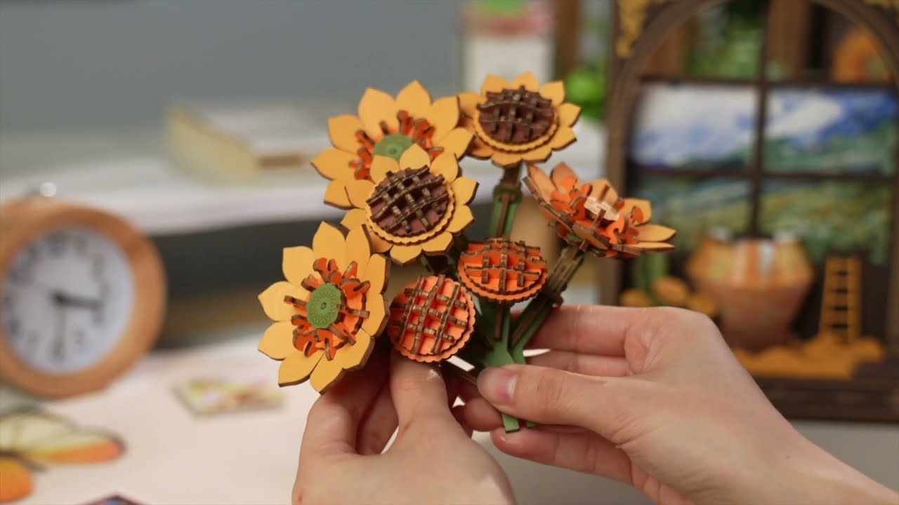 RoboTime 3D dřevěná skládačka Zlaté slunečnice