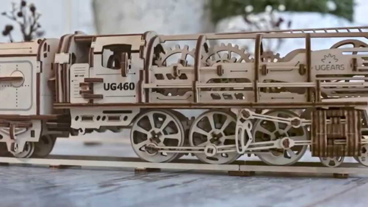 Ugears 3D dřevěné mechanické puzzle Parní lokomotiva 4-6-0 s tendrem