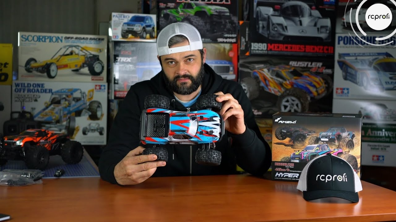 RC auto Hyper Go Monster Truck brushless, modročervená