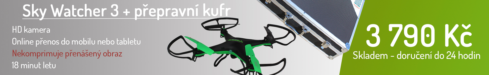 Sky Watcher 3 - kufr, RC dron, HD kamera, skladem