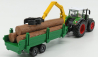 Bburago Fendt Vario 1000 Tractor With Trailer Trunk Transport 2016 - Trasporto Tronchi 1:50 Zelené Šedé Dřevo