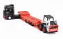 Bburago Mercedes benz Actros 2 Gigaspace Truck Pianale Trasporto Bobcat Ruspa Gommata Front Loader Scraper 2016 1:43 Černá Oranžová