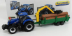 Bburago New holland T7.315 Tractor + Tree Forwarder And Wood 1:50 Modrozelené Dřevo