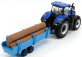 Bburago New holland T7hd Tractor With Trailer Trunk Transport - Trasporto Tronchi 1:32 Blue