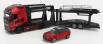 Bburago Volvo Fh16 Xl 750 Euro 6 Cab Truck Car Transporter With Land Rover Range Evoque Lrx 2-door 2011 1:43 Red Met