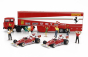 Brekina plast Fiat 691 T Truck Car Transporter Assistance Set 1:87, červená