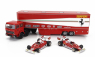 Brekina plast Fiat 691 T Truck Car Transporter Assistance Set 1:87, červená