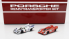 Brumm prom Mercedes benz Set 3x O317 Truck Car Renntransporter 1968 + Porsche 917k 4.9l Team Martini Racing N 22 Winner 24h Le Mans 1971 Helmut Marko - Gijs Van Lennep + Team Salzburg N 23 Winner 24h Le Mans 1970 Hans Herrmann - Richard Attwood + Figures And Accessories 1:43 Červená Šedá Bílá