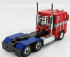 Jada Freightliner Flt86 Tractor Truck 3-assi 1986 - Optimus Prime Transformers Iv L'era Dell'estinzione - Movie 2014 1:24 Červená Modrá