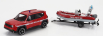 Mondomotors Jeep Renegade Fire Engine Con Carrello E Gommone 2017 - Trailer And Motorboat 1:43 Červená Bílá