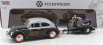 Motor-max Volkswagen Beetle Maggiolino + Trailer With Motorcycle 1959 1:24 Černá Stříbrná