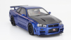 Motorhelix Nissan Skyline Gt-r (r34) Nismo Crs Coupe 2002 With Engine 1:18 Modrý Uhlík