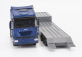Newray Iveco fiat Stralis 540 Truck Pianale 2009 With New Holland Fr920 Mietitrebbia Gommata Harvester 1:43 Modrá Žlutá Černá