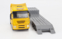 Newray Iveco fiat Stralis 540 Truck Pianale 2009 With New Holland T6.175 Tractor + Trailer 1:43 Žlutá Modrá Černá