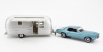 Norev Ford usa Mustang Coupe 1968 With Airstream Caravan Roulotte 1:43 Světle Modrá Met