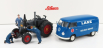 Schuco Volkswagen T1b Van Lanz Assistance + Bulldog Tractor 1956 1:32 Modrá Šedá