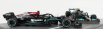 Spark-model Mercedes gp Set F1  2x W12 Mercedes M12 Eq Power+ Team Amg Petronas Motorsport Formula One N 44  + N 77 Abu Dhabi Gp 2021 Lewis Hamilton - Valtteri Bottas - 8 Times World Champion Constructeur 1:43 Černá Zelená