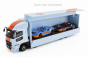 Tarmac Mitsubishi Fuso Truck Car Transporter Gulf Racing Livery 4-assi 2023 - Cars Not Included 1:64 Světle Modrá Oranžová