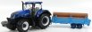 Bburago New holland T7hd Tractor With Trailer Trunk Transport - Trasporto Tronchi 1:32 Blue