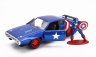 Jada Plymouth Gtx With Captain America Figure 1972 1:32 Modrá Červená Bílá