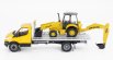 Newray Iveco fiat Daily Roll-off Pianale 2023 With New Holland B110c Ruspa Gommata - Scraper Tractor 1:36 Žlutá Černá