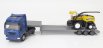 Newray Iveco fiat Stralis 540 Truck Pianale 2009 With New Holland Fr920 Mietitrebbia Gommata Harvester 1:43 Modrá Žlutá Černá