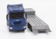 Newray Iveco fiat Stralis 540 Truck Pianale 2009 With New Holland Fr920 Mietitrebbia Gommata Harvester 1:43 Modrá Žlutá Černá