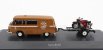 Schuco Barkas B1000 Van Werkstatt Service 1965 With Trailer + 2x Motorcycle 1:43 Světle Hnědá