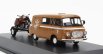 Schuco Barkas B1000 Van Werkstatt Service 1965 With Trailer + 2x Motorcycle 1:43 Světle Hnědá
