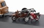 Schuco Barkas B1000 Van Werkstatt Service 1965 With Trailer + 2x Motorcycle 1:43 Světle Hnědá