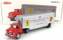 Schuco GMC Truck Car Transporter Team John Edgard Enterprises Inc. Los Angeles California Ferrari - Porsche Race Cars 1950 1:43 Červená Stříbrná