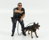 American diorama Figures Poliziotto Con Cane - Policeman Officier K9 With Dog 1:24 Black
